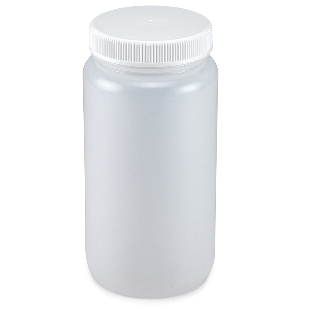 Globe Scientific Bottle, Wide Mouth, LDPE Bottle, Attached PP Screw Cap, 2 Litres (0.5 Gallons) Image